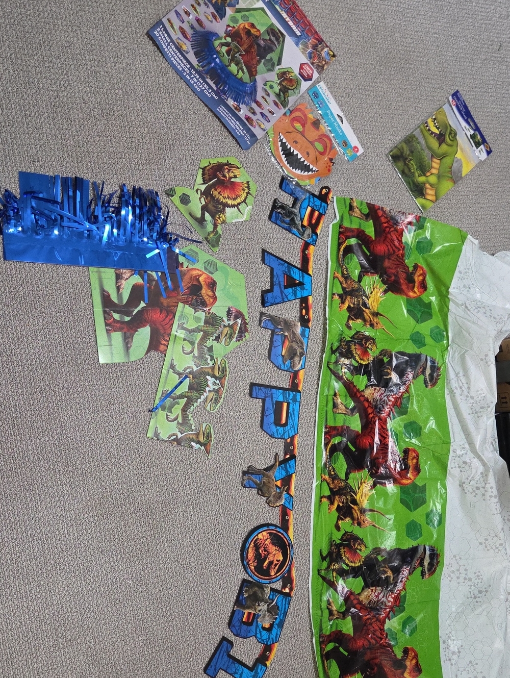 Dinosaur And Jurassic  Party Banner and Decorations - Blue and Green
